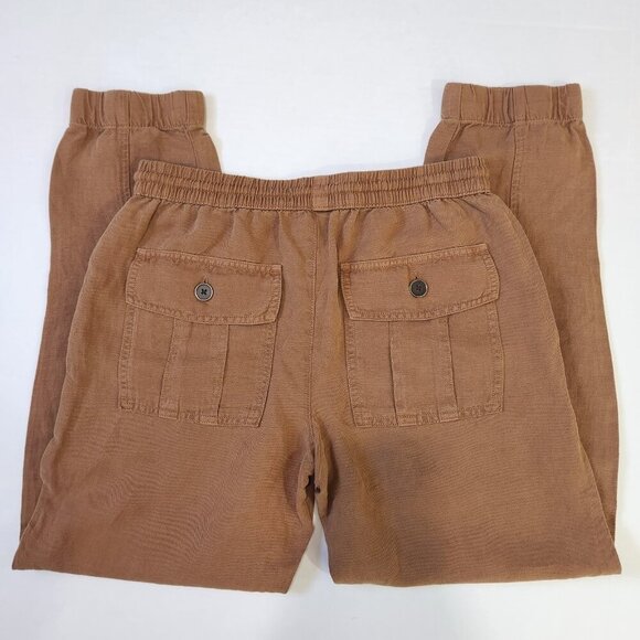 C&C California Linen Blend Jogger Pant Womens S Umber Brown Pull On - Picture 10 of 10